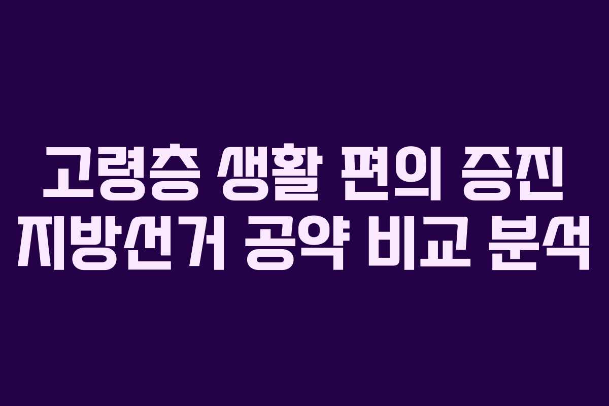 고령층 생활 편의 증진 지방선거 공약 비교 분석