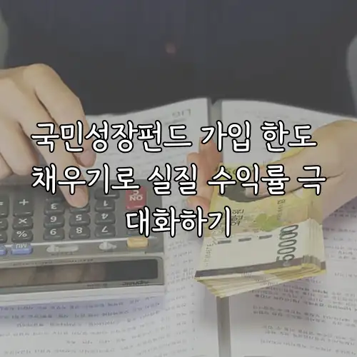 국민성장펀드 가입 한도 채우기로 실질 수익률 극대화하기