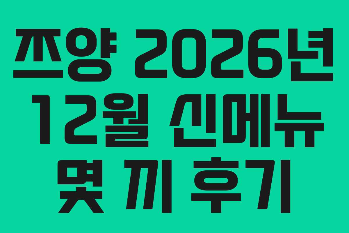 쯔양 2026년 12월 신메뉴 몇 끼 후기
