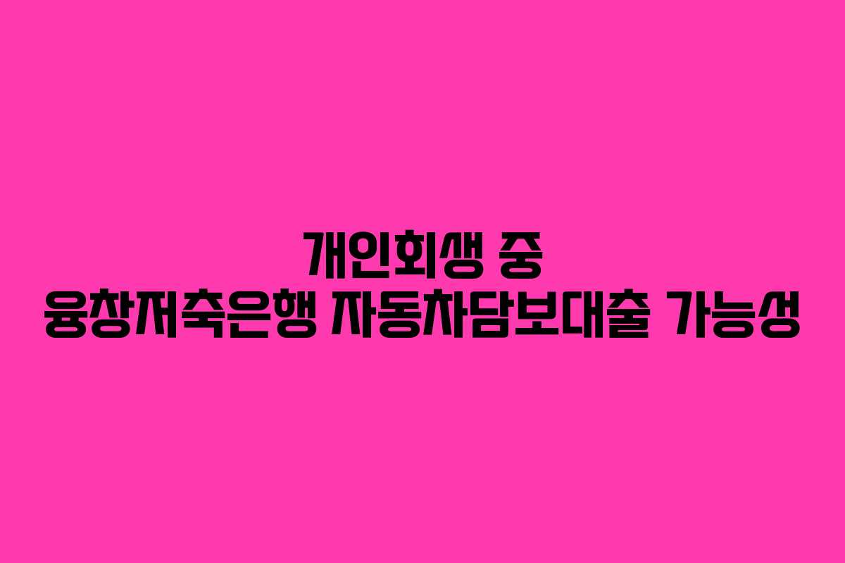 개인회생 중 융창저축은행 자동차담보대출 가능성