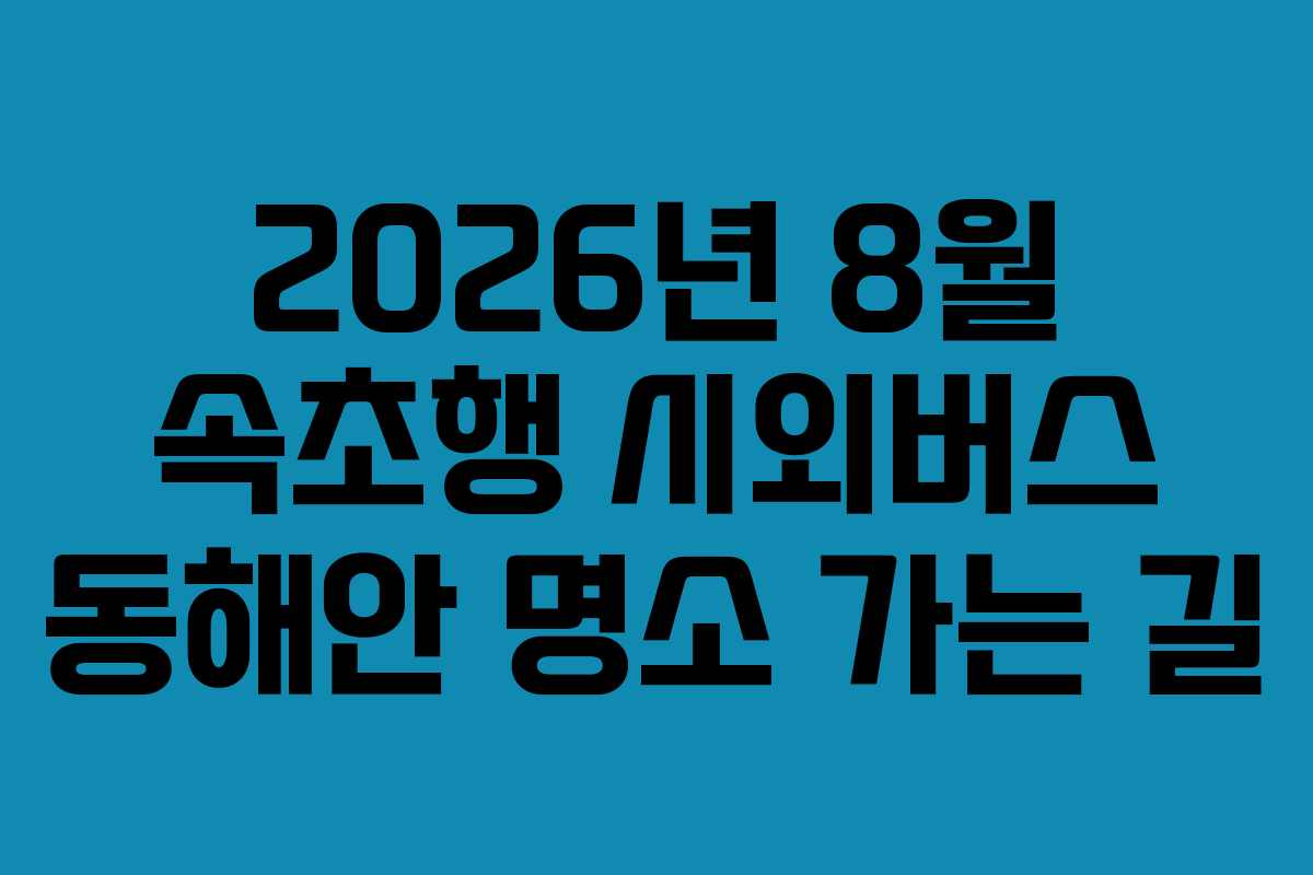 2026년 8월 속초행 시외버스 동해안 명소 가는 길