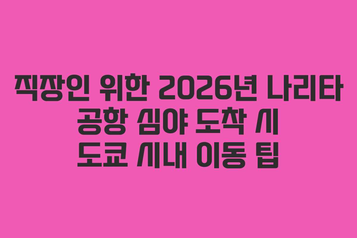 직장인 위한 2026년 나리타 공항 심야 도착 시 도쿄 시내 이동 팁
