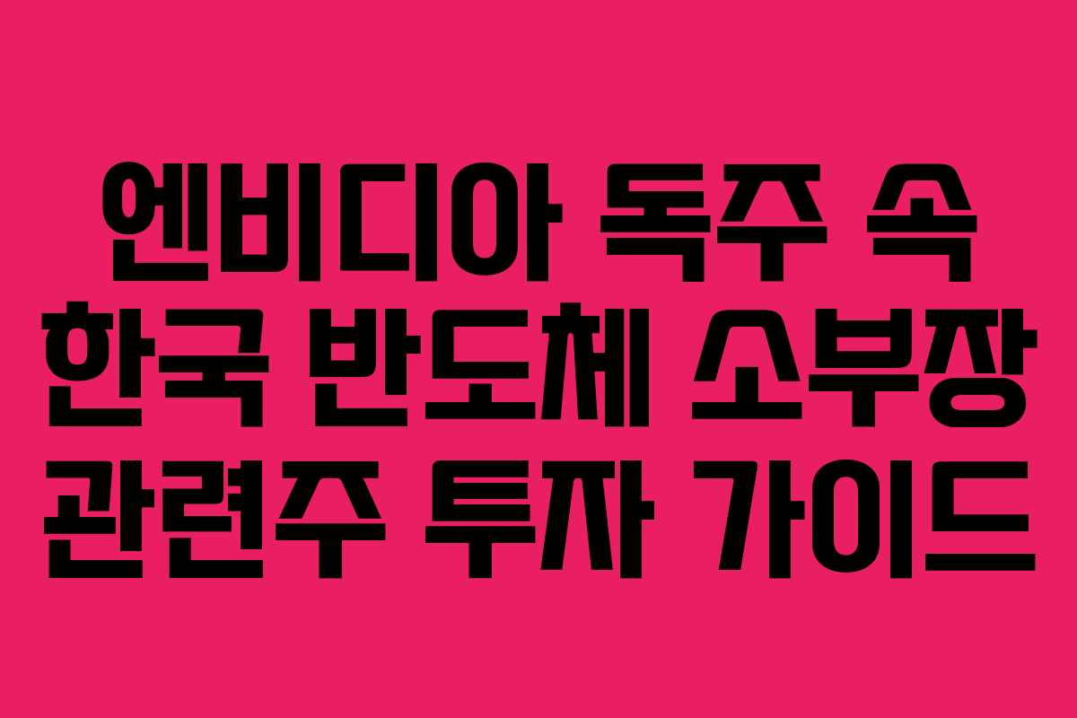 엔비디아 독주 속 한국 반도체 소부장 관련주 투자 가이드