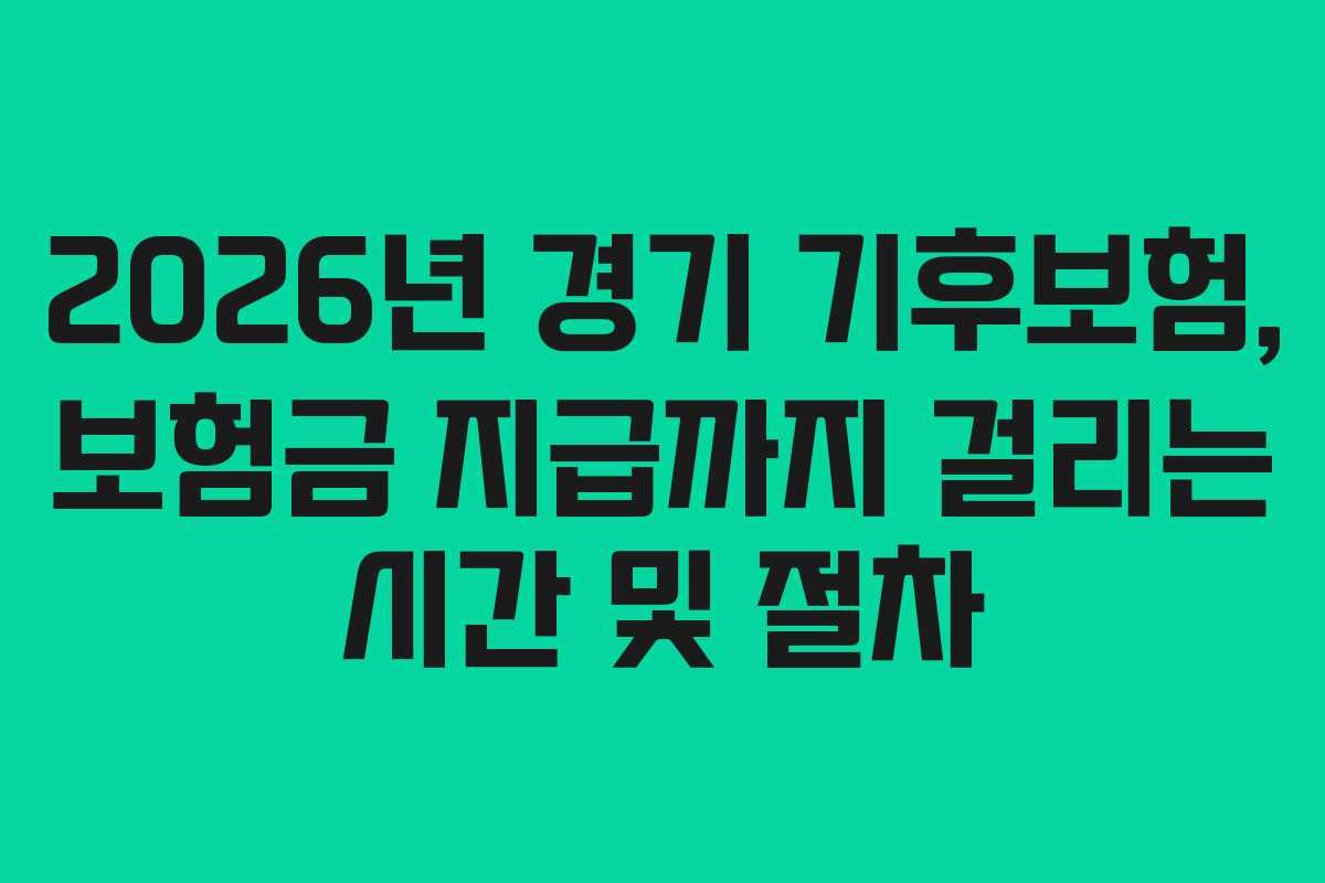 2026년 경기 기후보험, 보험금 지급까지 걸리는 시간 및 절차