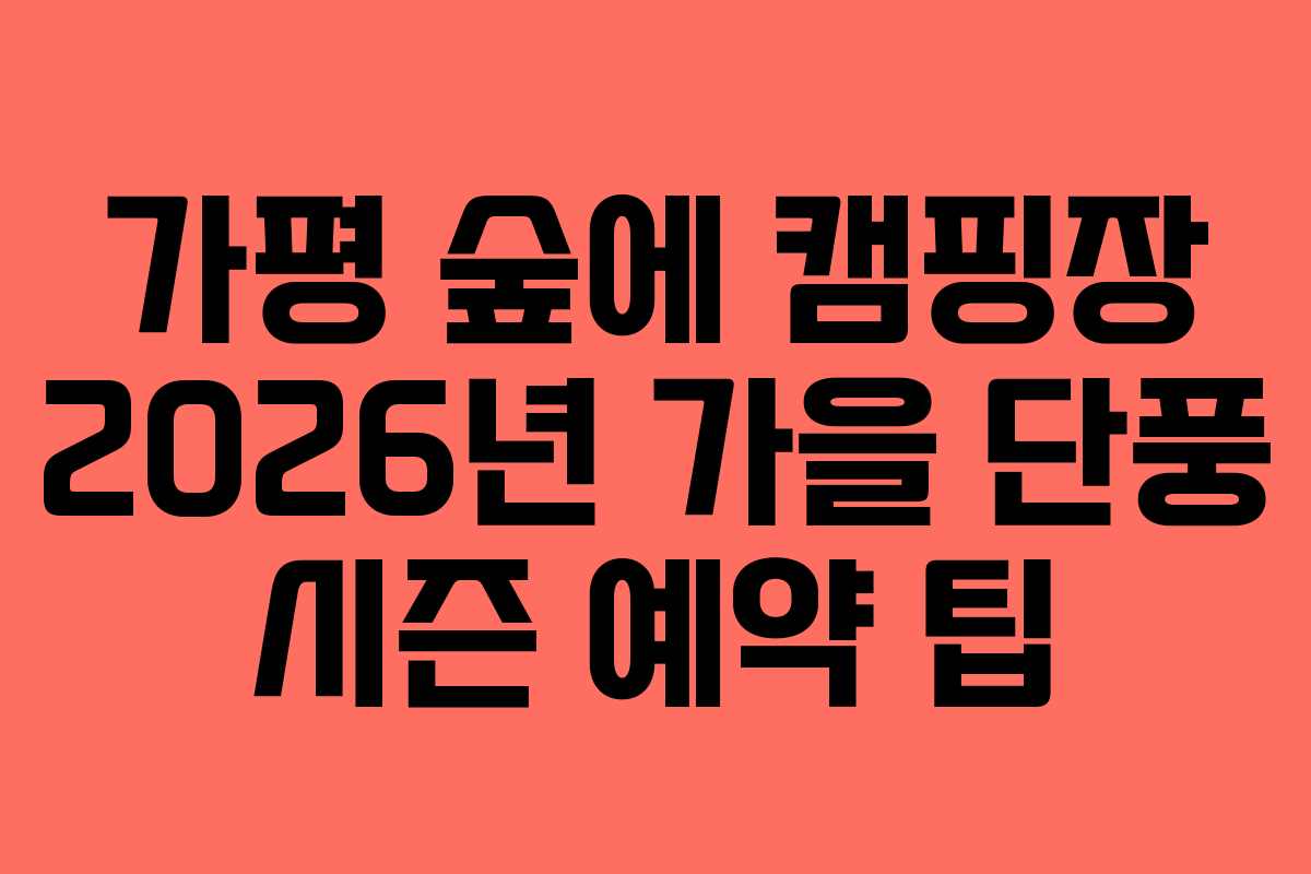 가평 숲에 캠핑장 2026년 가을 단풍 시즌 예약 팁