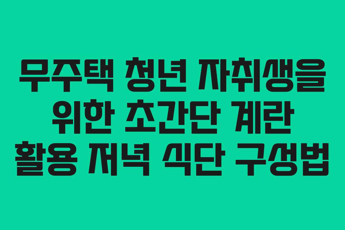 무주택 청년 자취생을 위한 초간단 계란 활용 저녁 식단 구성법 무주택 청년 자취생을 위한 초간단 계란 활용 저녁 식단 구성법