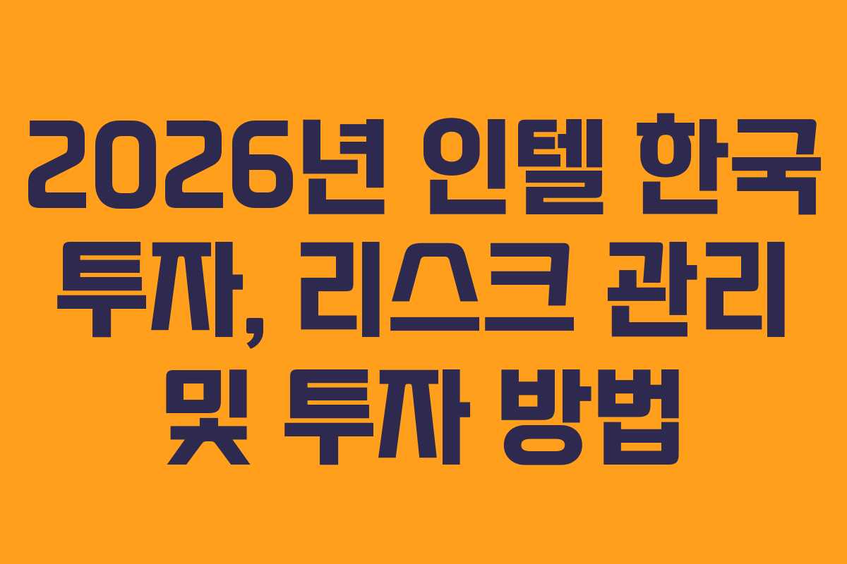 2026년 인텔 한국 투자, 리스크 관리 및 투자 방법