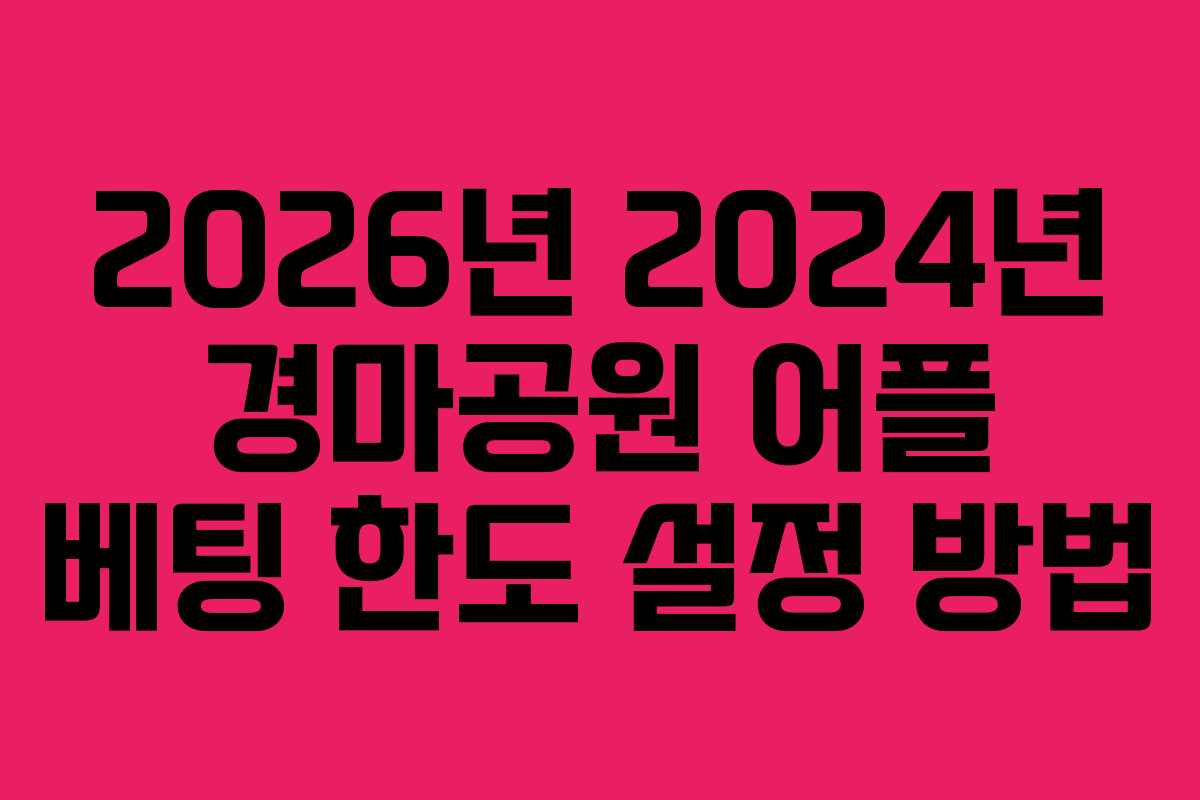 2026년 2024년 경마공원 어플 베팅 한도 설정 방법
