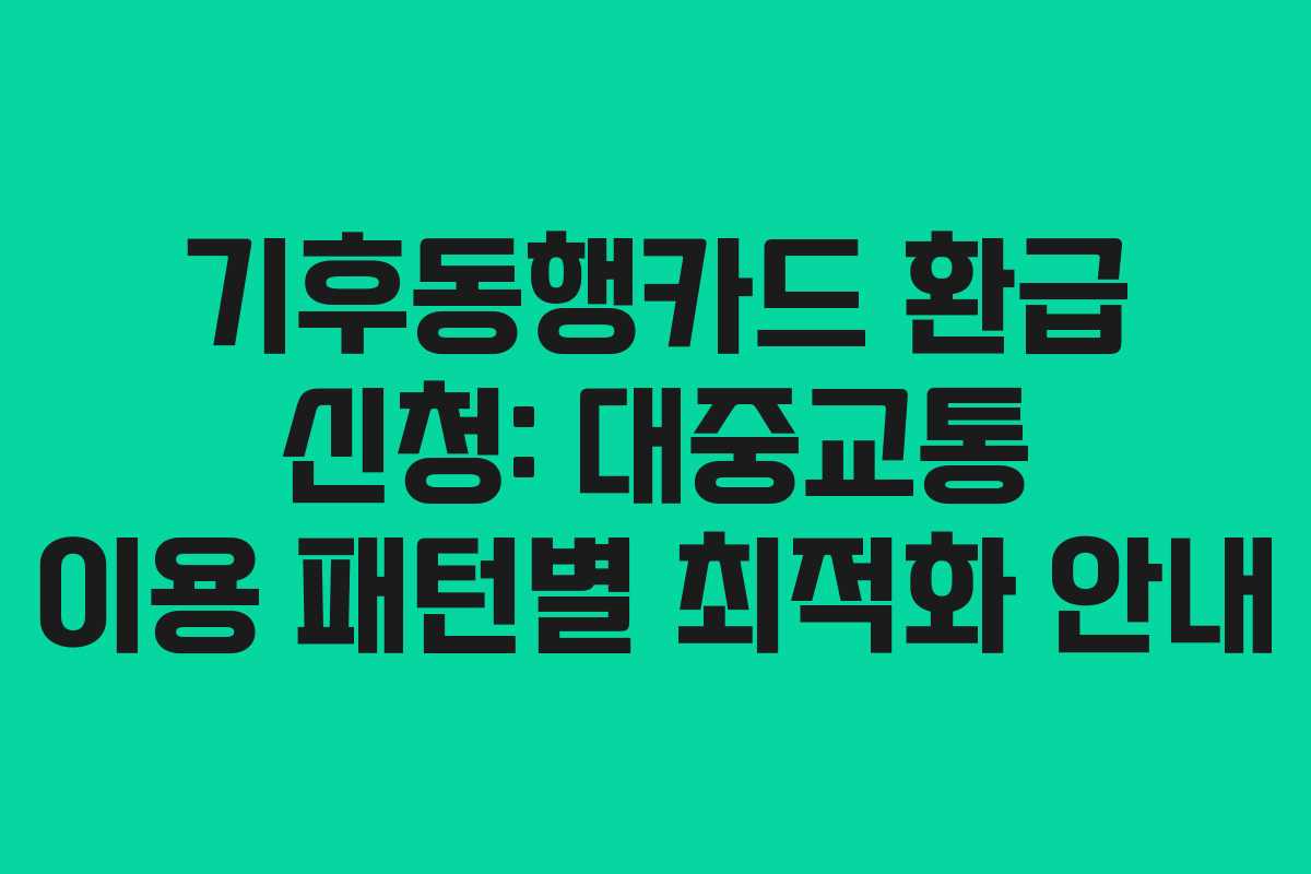 기후동행카드 환급 신청: 대중교통 이용 패턴별 최적화 안내