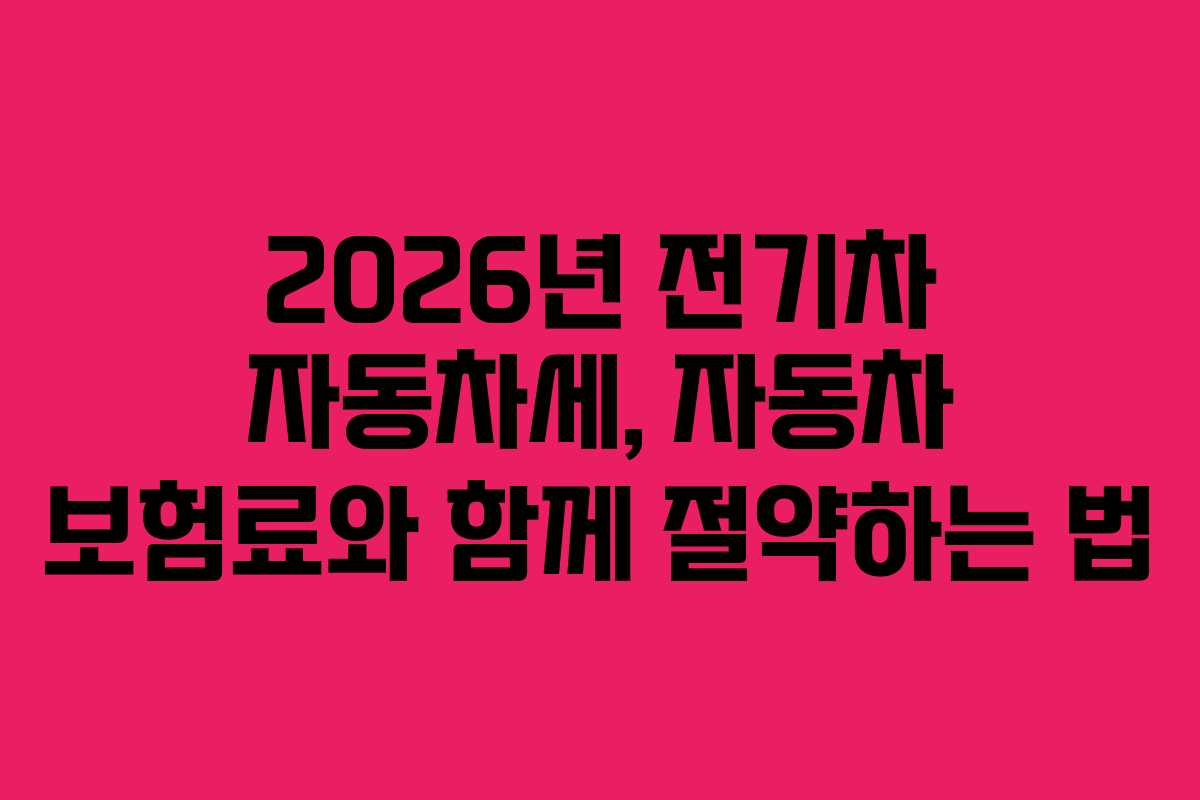 2026년 전기차 자동차세, 자동차 보험료와 함께 절약하는 법
