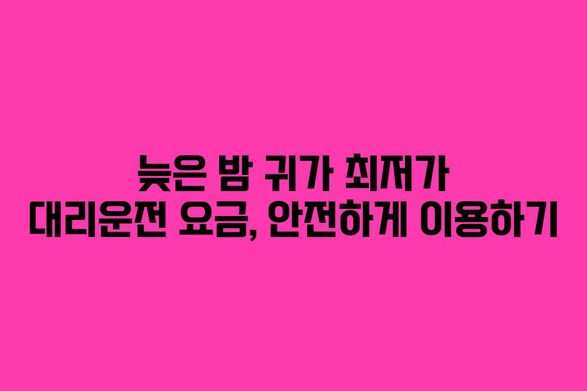 늦은 밤 귀가 최저가 대리운전 요금, 안전하게 이용하기 늦은 밤 귀가 최저가 대리운전 요금, 안전하게 이용하기