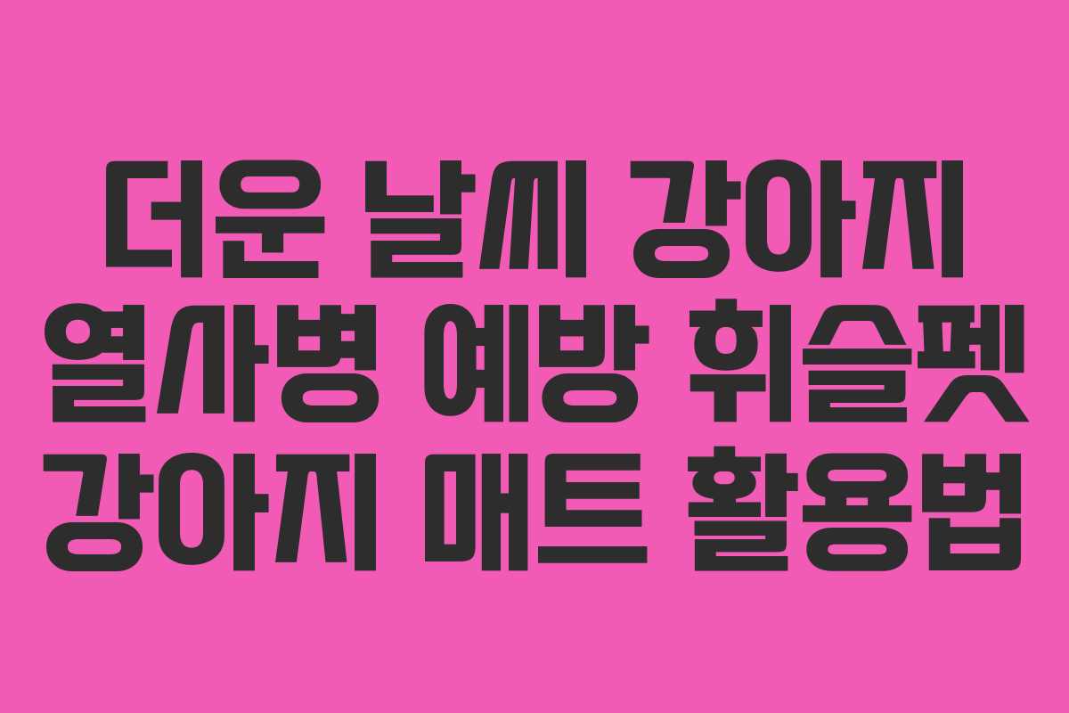 더운 날씨 강아지 열사병 예방 휘슬펫 강아지 매트 활용법