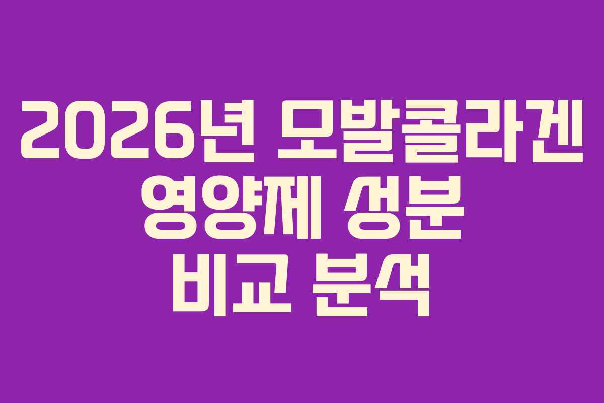 2026년 모발콜라겐 영양제 성분 비교 분석